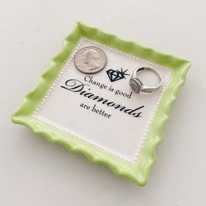 3”x3” green + white jewelry/change tray